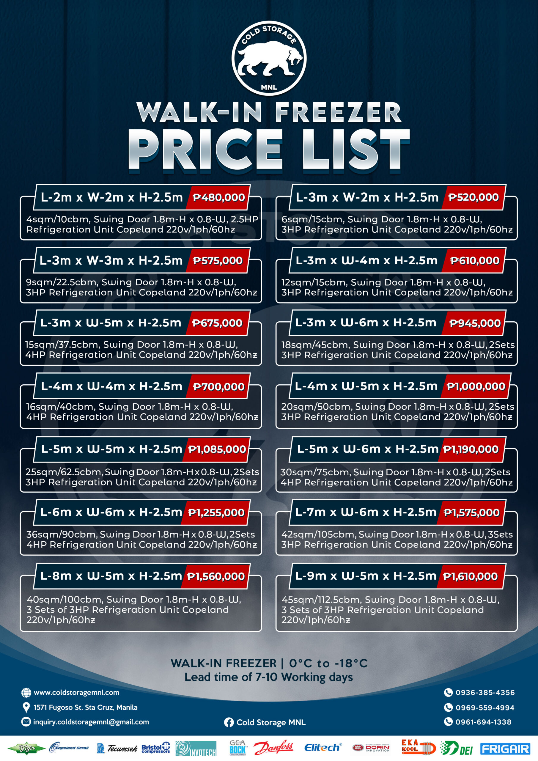 Walk-in Freezer Price List - Latest